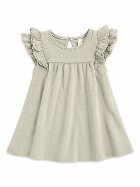 Quincy Mae Organic Cotton Sage Green Flutter Sleeve Dress 12-18M